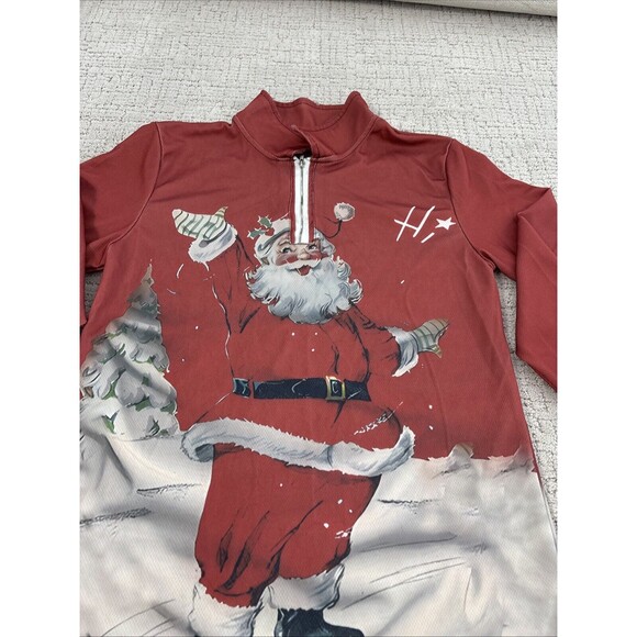 Christmas Printing Santa 1/4 Zipper Shirt Size Small - Picture 8 of 11